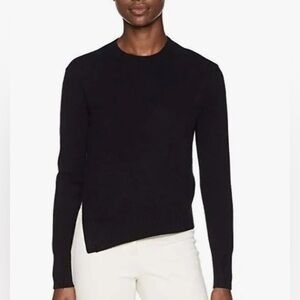 Vince Black Cashmere Asymmetrical Crewneck Sweater